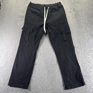 Men's Black Cargo Pants with Drawstring Waist